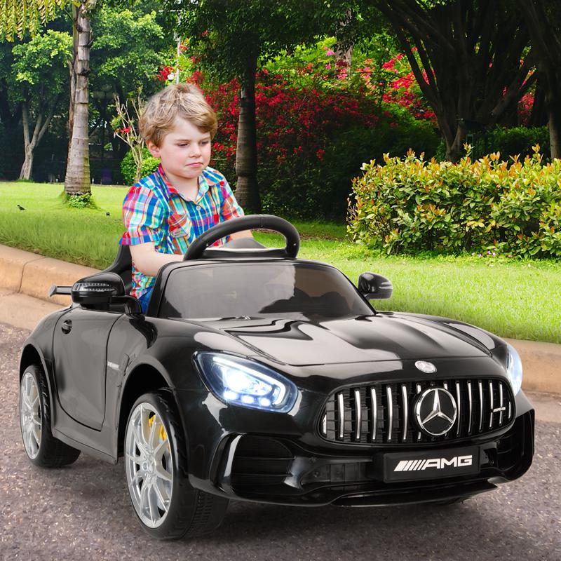 Tobbi 6V Licensed Mercedes Benz AMG GTR with Parental Remote Control, Black kids ride on car benz licensed amg gtr black 16