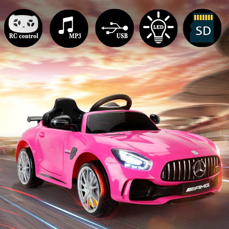Tobbi 6V Licensed Mercedes Benz AMG GTR with Parental Remote Control, Pink kids ride on car benz licensed amg gtr pink 13 1