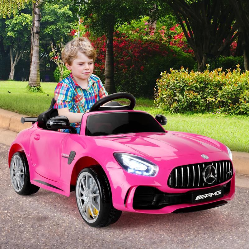 Tobbi 6V Licensed Mercedes Benz AMG GTR with Parental Remote Control, Pink kids ride on car benz licensed amg gtr pink 14