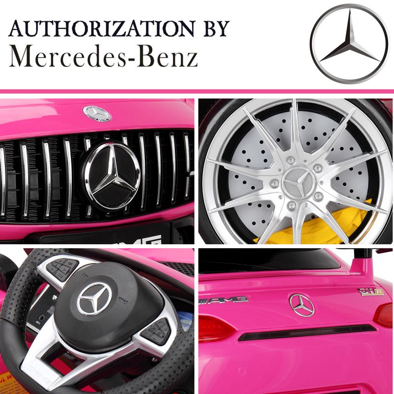 Tobbi 6V Licensed Mercedes Benz AMG GTR with Parental Remote Control, Pink kids ride on car benz licensed amg gtr pink 24