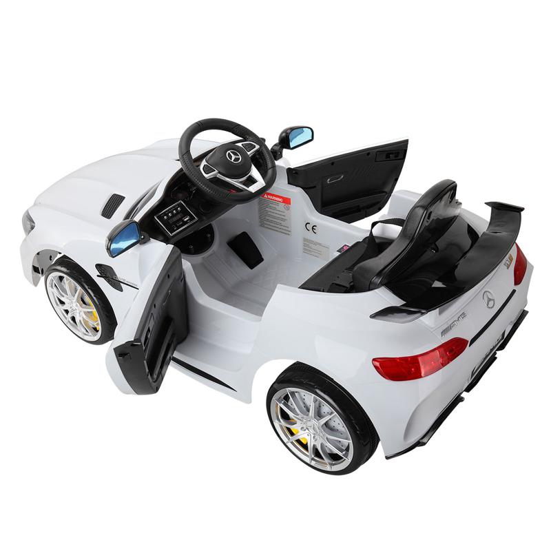 Tobbi 6V Licensed Mercedes Benz AMG GTR with Parental Remote Control, White kids ride on car benz licensed amg gtr white 10