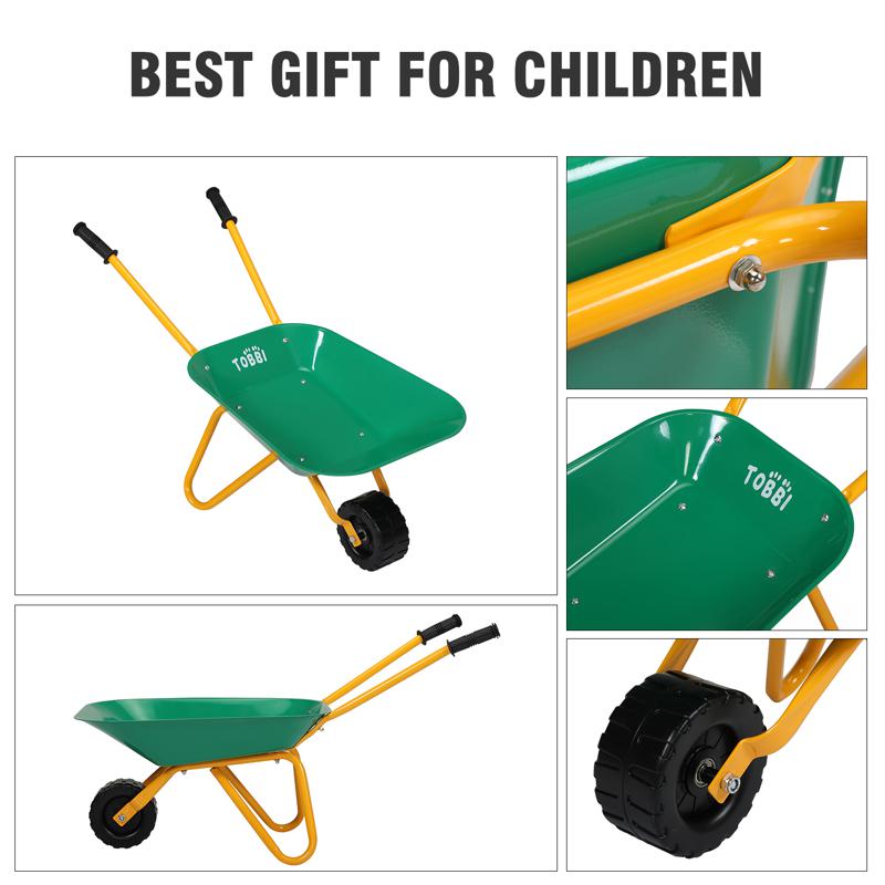 Tobbi Kids WheelBarrows with Garden Carts, Green kids wheel barrows and garden carts green 29