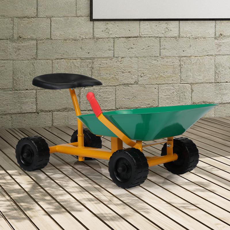 Tobbi Outdoor Kids Play Wheelbarrow, Green kids wheelbarrow outdoor kids wheel green 13 1