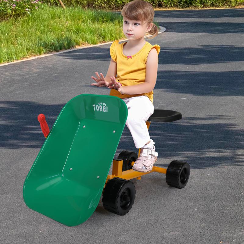 Tobbi Outdoor Kids Play Wheelbarrow, Green kids wheelbarrow outdoor kids wheel green 15