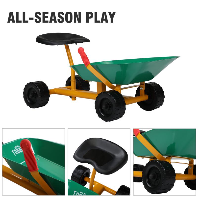 Tobbi Outdoor Kids Play Wheelbarrow, Green kids wheelbarrow outdoor kids wheel green 26