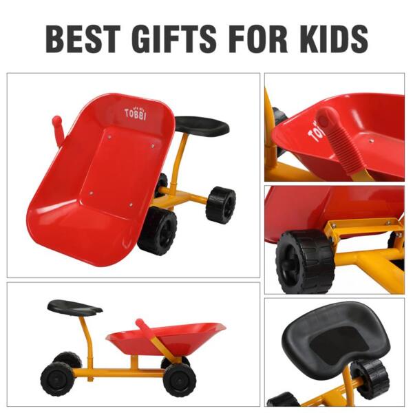 Tobbi Outdoor Kids Play Wheelbarrow, Red kids wheelbarrow outdoor kids wheel red 28 1