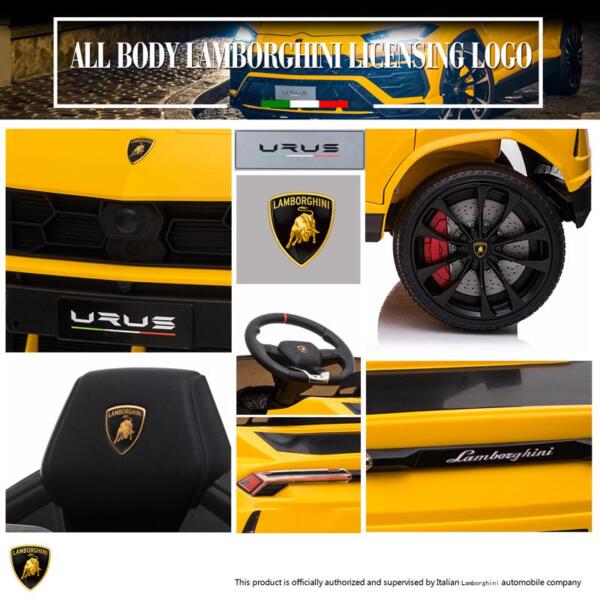 Tobbi 12V Lamborghini Ride On Car With Remote Control, Yellow lamborghini 12v urus kids ride on car yellow 5