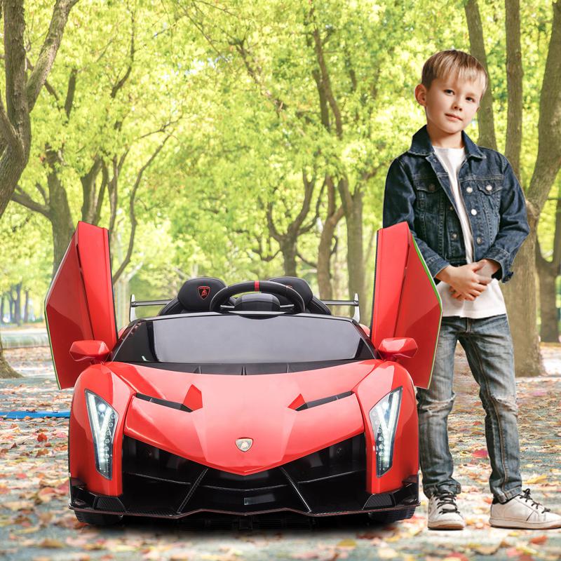 Tobbi 12V Licensed Lamborghini Sian Battery Operated Kids Ride On Toy Car, Kids Electric Car with Remote Control, Red lamborghini veneno 12v kids ride on car red 18