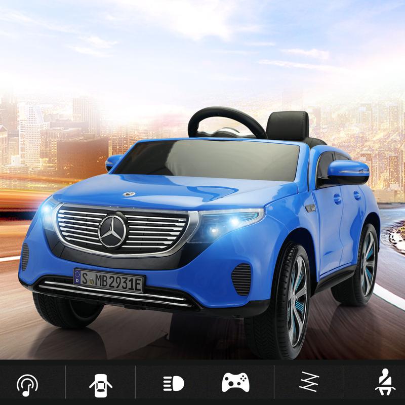 Tobbi Mercedes-Benz EQC Officially Licensed Ride-On Kid's Toy Car, Blue mercedes benz eqc licensed ride on kids electric car blue 16