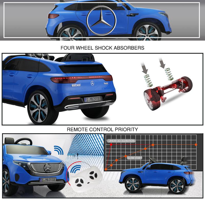Tobbi Mercedes-Benz EQC Officially Licensed Ride-On Kid's Toy Car, Blue mercedes benz eqc licensed ride on kids electric car blue 27 2