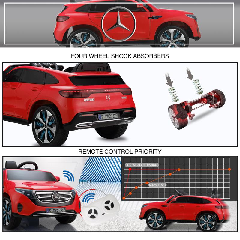 Tobbi Mercedes-Benz EQC Officially Licensed Ride-On Kid's Toy Car, Red mercedes benz eqc licensed ride on kids electric car red 27 1