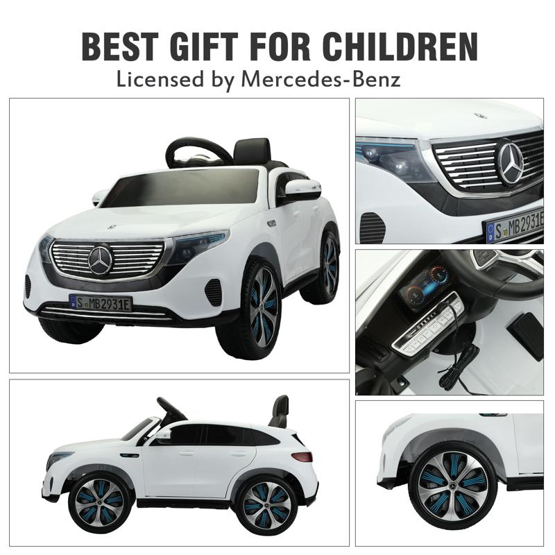 Tobbi Mercedes-Benz EQC Officially Licensed Ride-On Kid’s Toy Car, White mercedes benz eqc licensed ride on kids electric car white 27 1