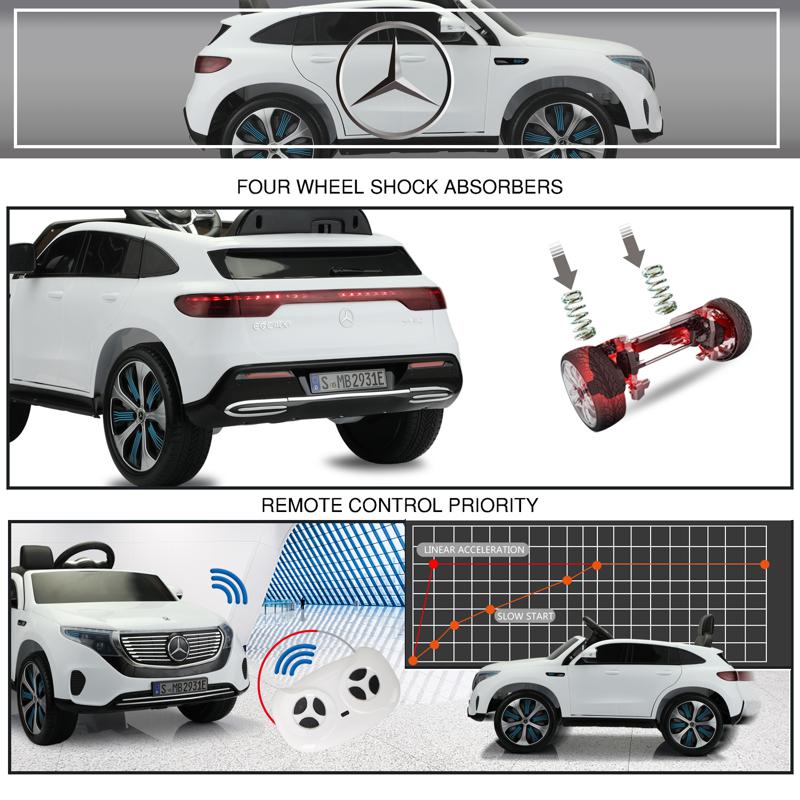 Tobbi Mercedes-Benz EQC Officially Licensed Ride-On Kid’s Toy Car, White mercedes benz eqc licensed ride on kids electric car white 29 2