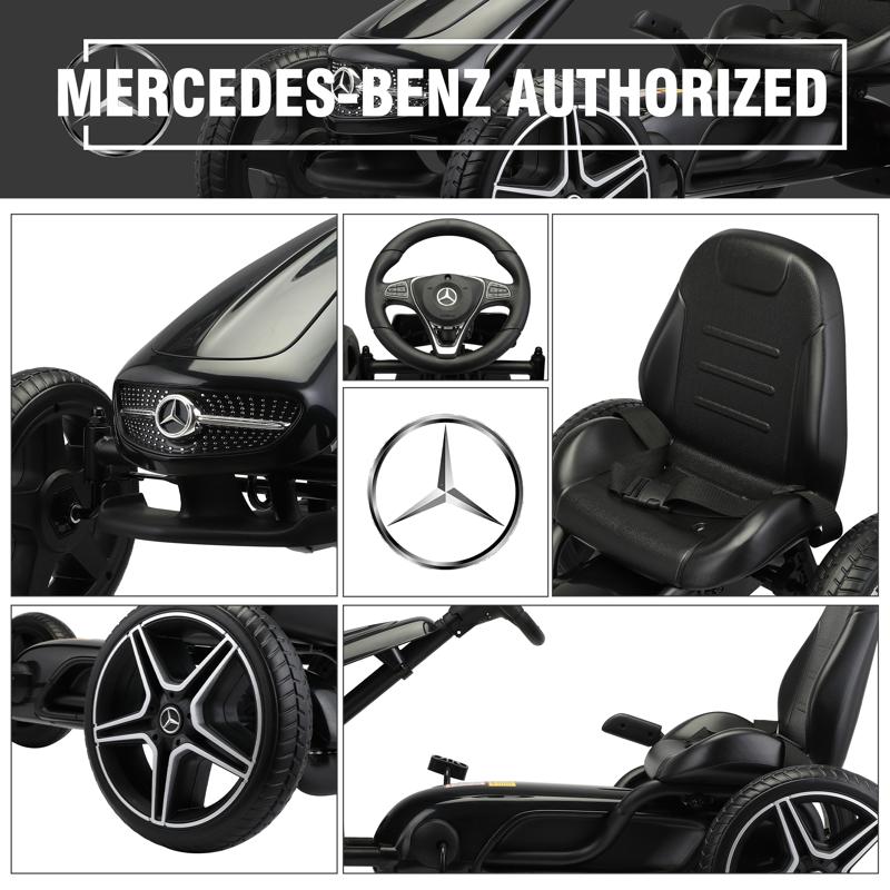 Tobbi Mercedes Benz Kids Electric Go Kart Ride On Car, Black mercedes benz go kart for kids 4 wheel powered black 3