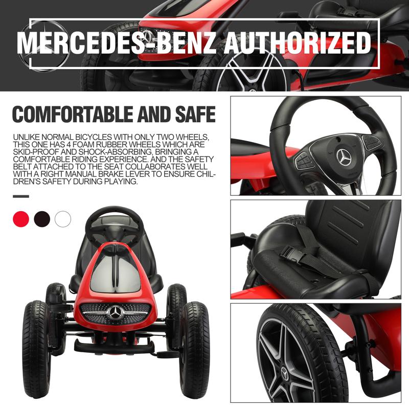 Tobbi Mercedes Benz Kids Go Kart Ride On Car For Children, Red mercedes benz go kart for kids 4 wheel powered red 25 1