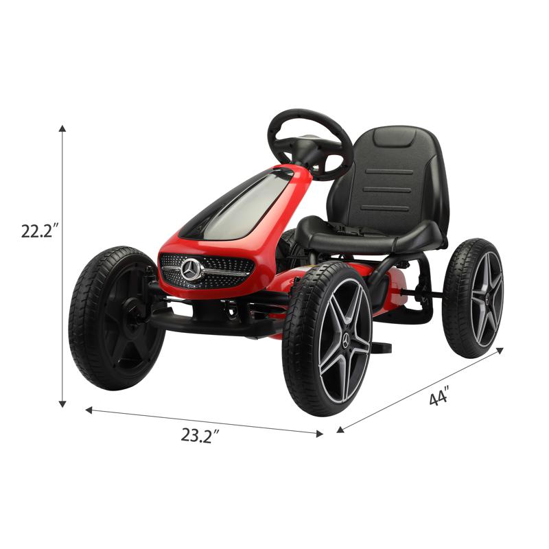 Tobbi Mercedes Benz Kids Go Kart Ride On Car For Children, Red mercedes benz go kart for kids 4 wheel powered red 7 1