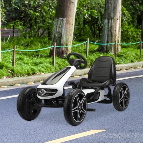 Tobbi Mercedes Benz Kids Go Kart Ride On Car For Children, White mercedes benz go kart for kids 4 wheel powered white 10