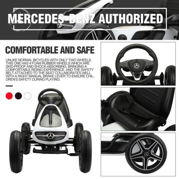 Tobbi Mercedes Benz Kids Go Kart Ride On Car For Children, White mercedes benz go kart for kids 4 wheel powered white 25 1