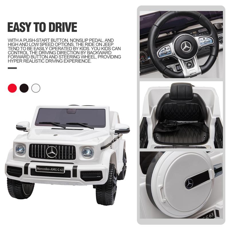 Kids 12V Mercedes Benz G63 Ride On Jeep with Remote Control mercedes benz licensed amg g63 12v kids ride on cars white 35 2 1