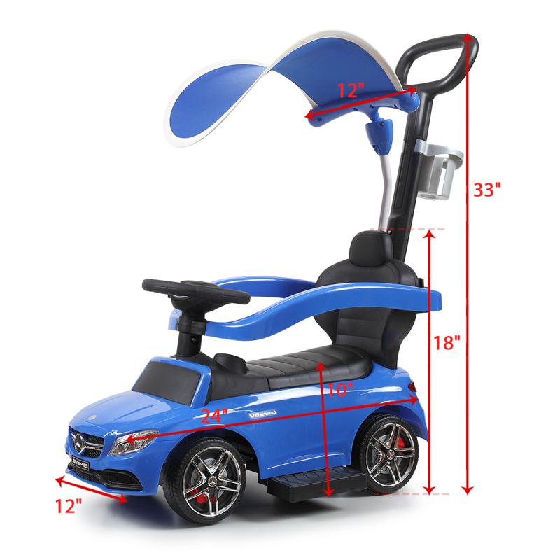 Tobbi Mercedes Benz Push Car For Toddlers With Canopy, Blue mercedes benz licensed kids ride on push car blue 9 1