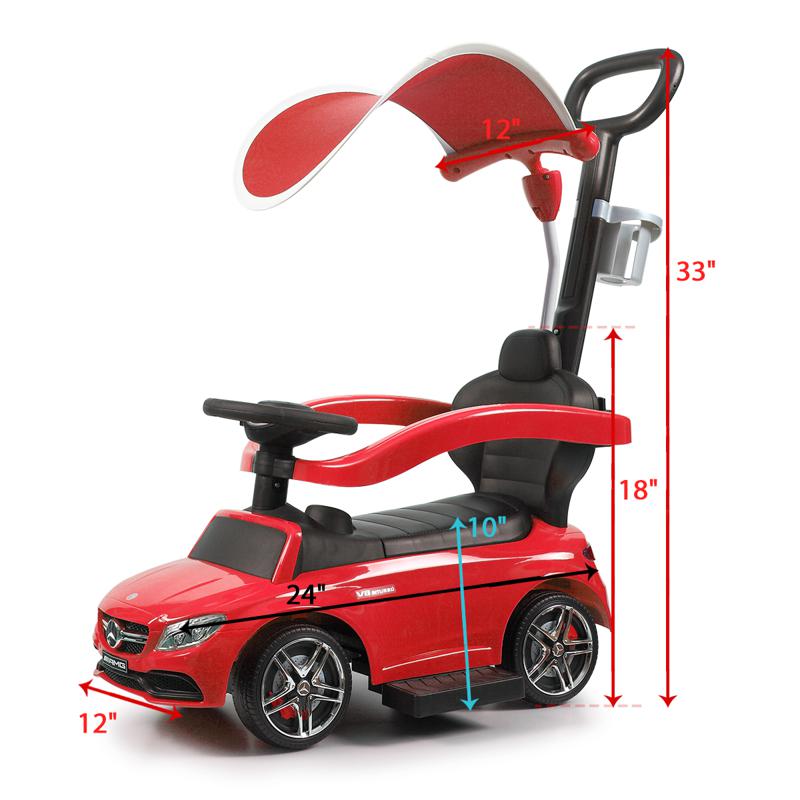 Tobbi Mercedes Benz Push Car For Toddlers With Canopy, Red mercedes benz licensed kids ride on push car red 10 1