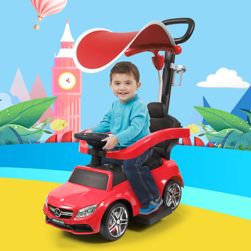 Tobbi Mercedes Benz Push Car For Toddlers With Canopy, Red mercedes benz licensed kids ride on push car red 19