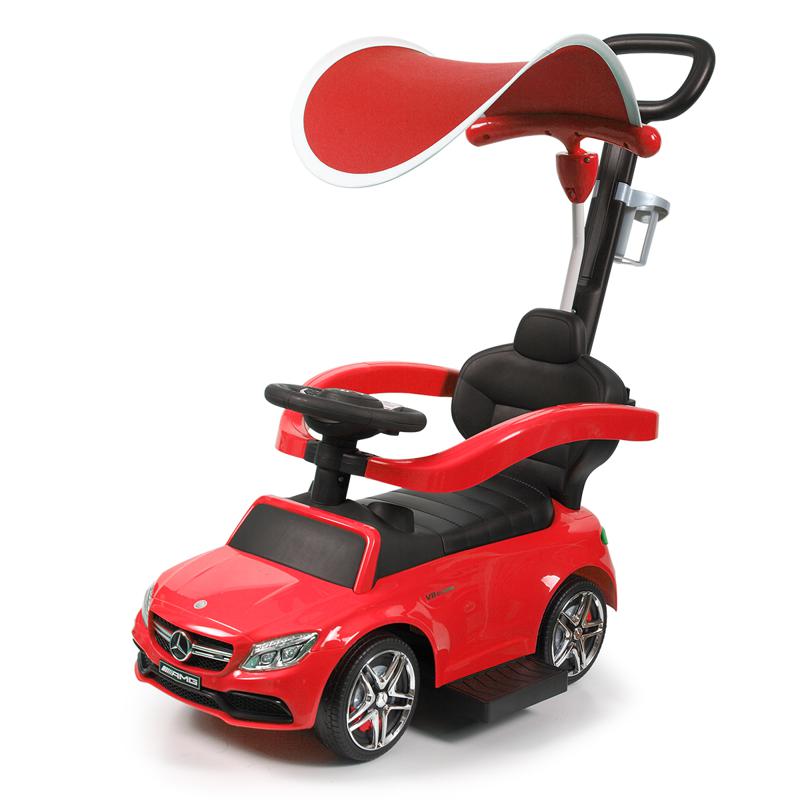 Tobbi Mercedes Benz Push Car For Toddlers With Canopy, Red mercedes benz licensed kids ride on push car red 3