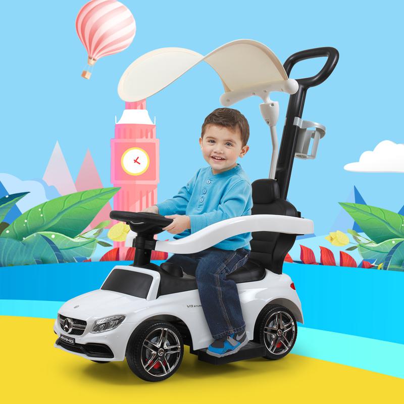 Tobbi Mercedes Benz Push Car For Toddlers With Canopy, White mercedes benz licensed kids ride on push car white 15
