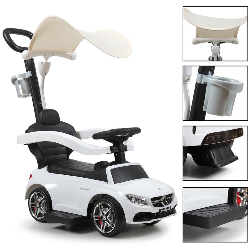Tobbi Mercedes Benz Push Car For Toddlers With Canopy, White mercedes benz licensed kids ride on push car white 16 1