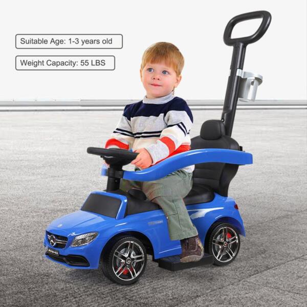 Tobbi Mercedes Benz Ride On Push Car for Toddlers, Blue mercedes benz licensed ride on push car for toddlers aged 1 3 years blue 2