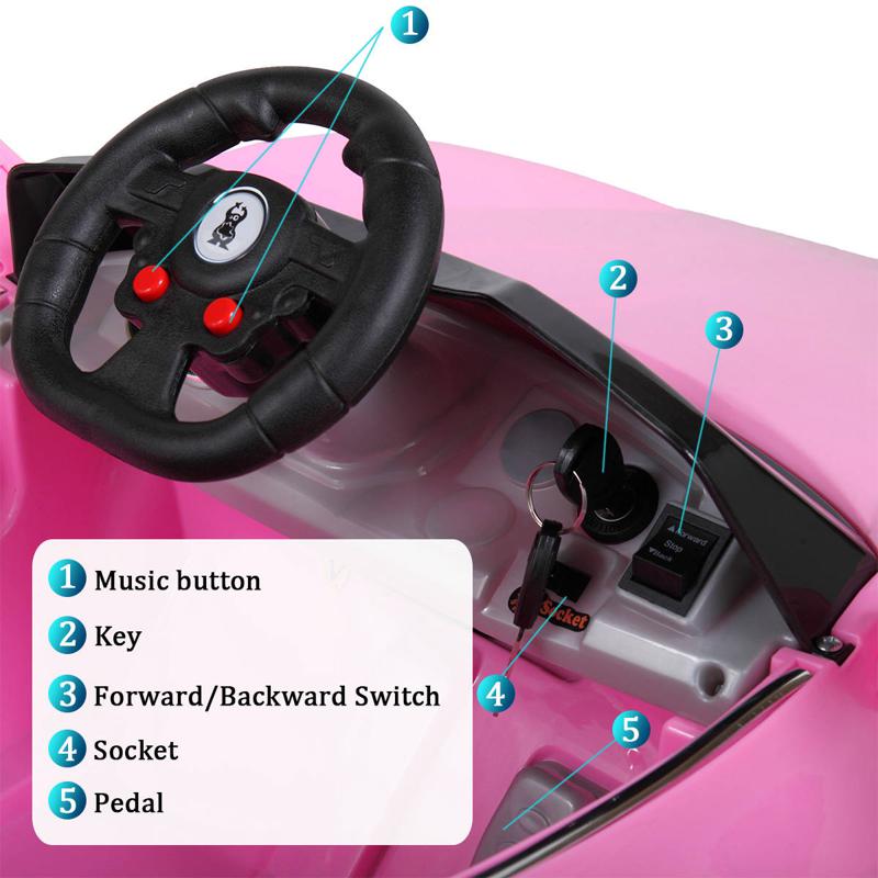 Tobbi 6V Power Wheel for Kids Racing Car Toy, Pink remote control kids ride on racing car blue 34 1