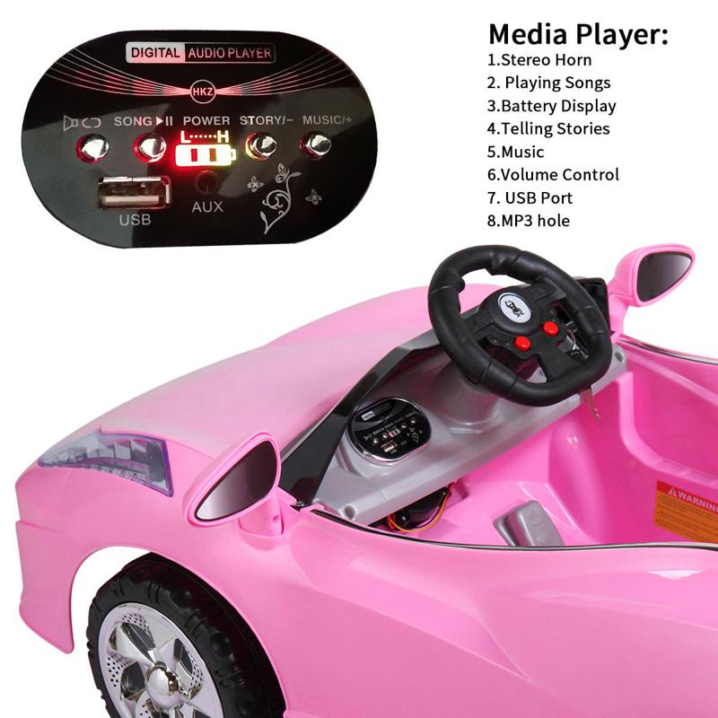 Tobbi 6V Power Wheel for Kids Racing Car Toy, Pink remote control kids ride on racing car blue 44 1