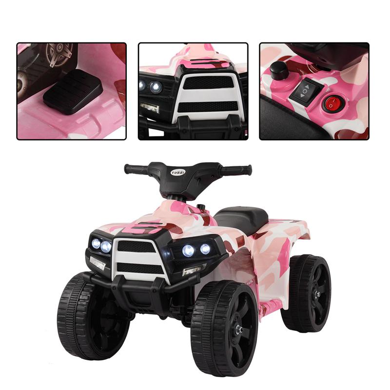 Tobbi 6V Quad Ride On Kids 4 Wheeling ATV for 2-5 Year Old, Pink ride on car atv 4 wheels battery powered 9