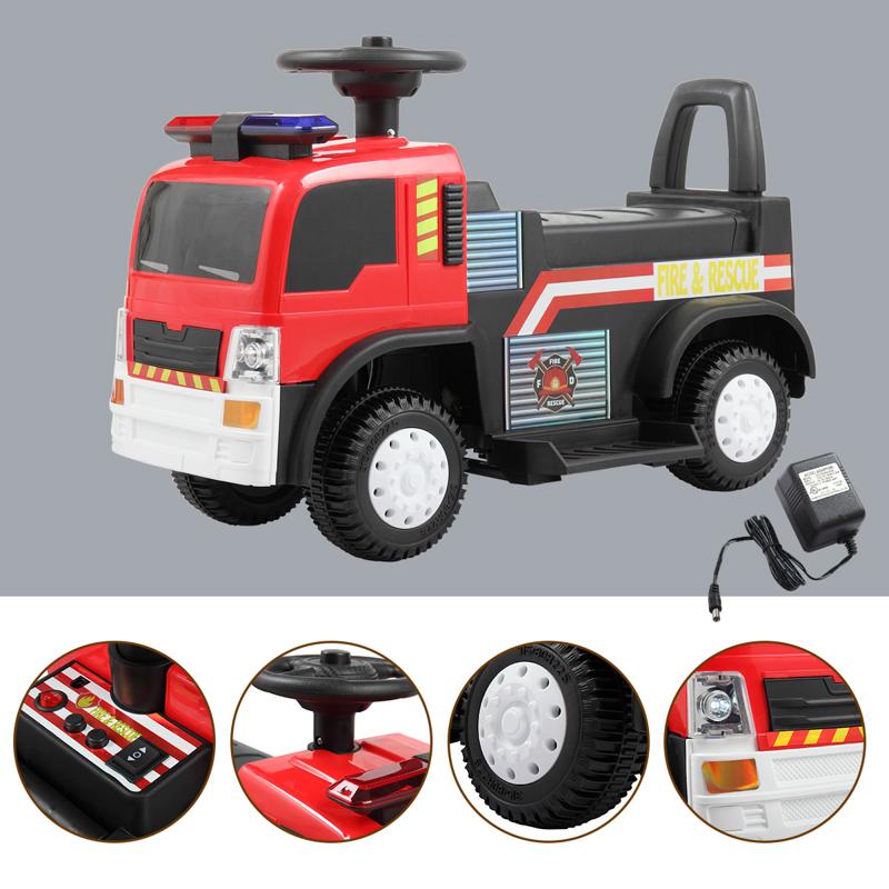 Tobbi 6V Power Wheel Fire Truck Toy for Kids ride on fire truck car 6v vehicle for kids red 18 ride on fire truck