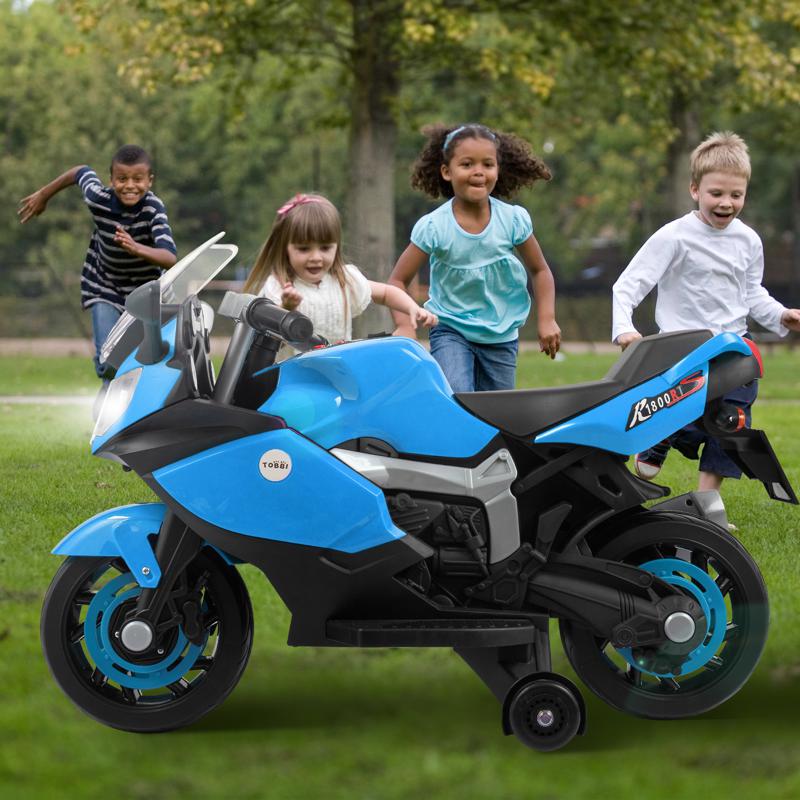 Tobbi Electric Ride On Motorcycle Toy for Kids, Blue ride on toy racing motorcycle for kids blue 21