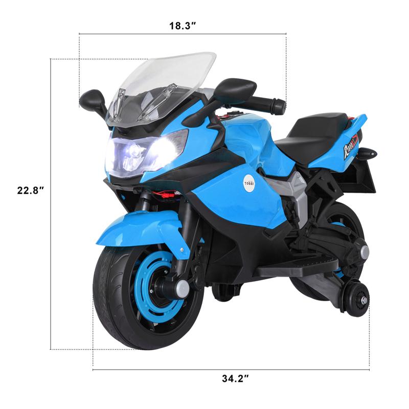 Tobbi Electric Ride On Motorcycle Toy for Kids, Blue ride on toy racing motorcycle for kids blue 23