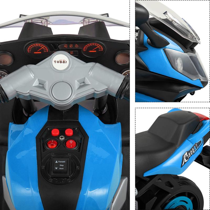 Tobbi Electric Ride On Motorcycle Toy for Kids, Blue ride on toy racing motorcycle for kids blue 27