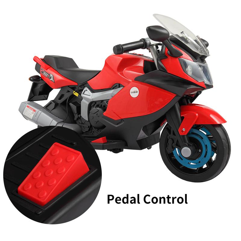 Tobbi Electric Ride On Motorcycle Toy for Kids, Red ride on toy racing motorcycle for kids red 30 1