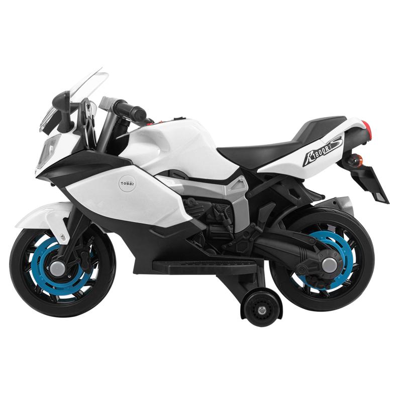 Tobbi Electric Ride On Motorcycle Toy for Kids, White ride on toy racing motorcycle for kids white 0 1