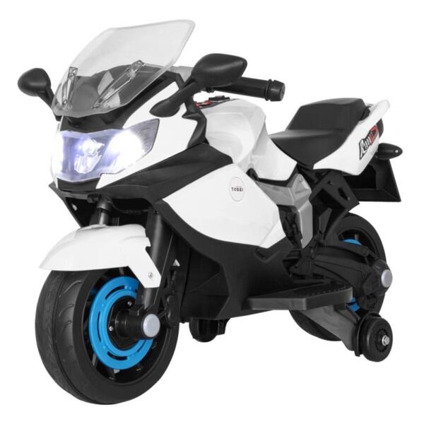 Tobbi Electric Ride On Motorcycle Toy for Kids, White ride on toy racing motorcycle for kids white 14 Power wheel