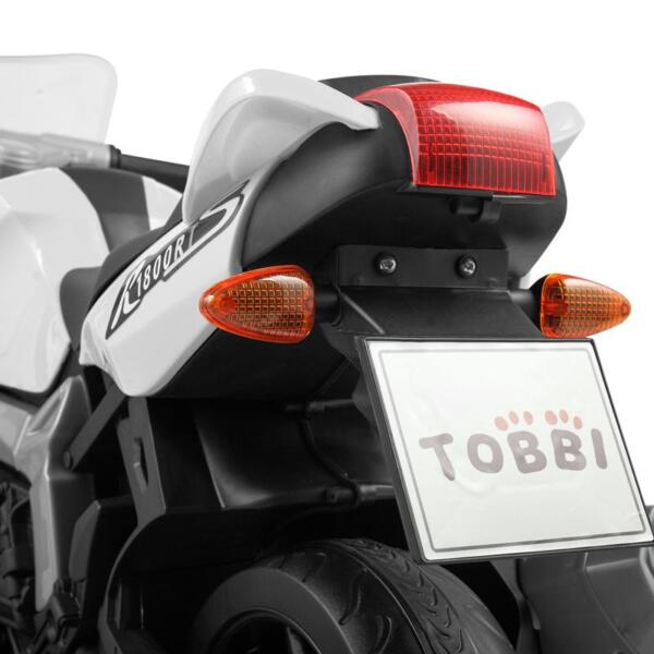 Tobbi Electric Ride On Motorcycle Toy for Kids, White ride on toy racing motorcycle for kids white 2