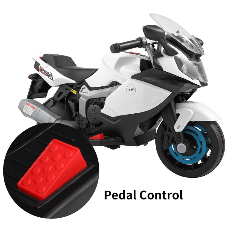 Tobbi Electric Ride On Motorcycle Toy for Kids, White ride on toy racing motorcycle for kids white 30