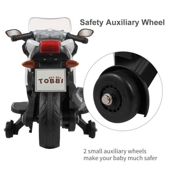 Tobbi Electric Ride On Motorcycle Toy for Kids, White ride on toy racing motorcycle for kids white 31