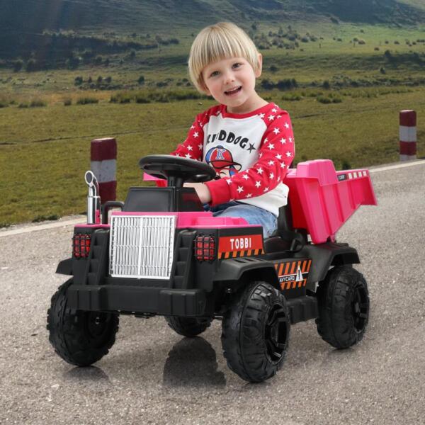 Tobbi Electric Ride-on Dump Truck Toy with Remote romote contral kids ride on car licensed rose red 17