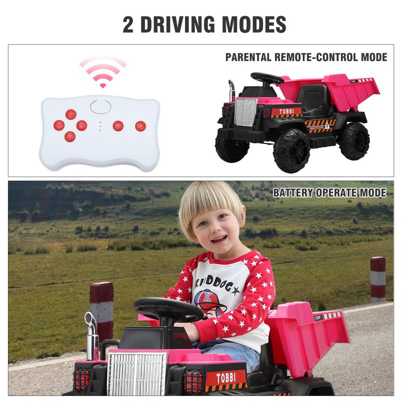 Tobbi Electric Ride-on Dump Truck Toy with Remote romote contral kids ride on car licensed rose red 37 1