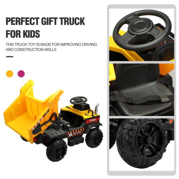 Tobbi Kid's Ride On Dumper Truck Toy W/ Bucket romote contral kids ride on car licensed yellow 32