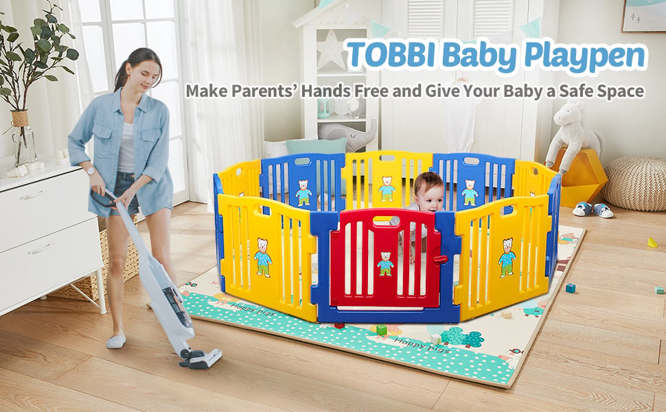 Tobbi Large Baby Playpen 10 Panel Play Yard