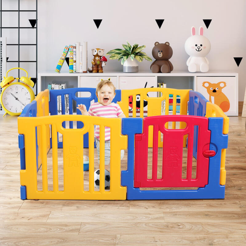 Sandinrayli Baby Playpen 10 Panel Foldable Kids Safety Play Center Fence Indoor Outdoor 