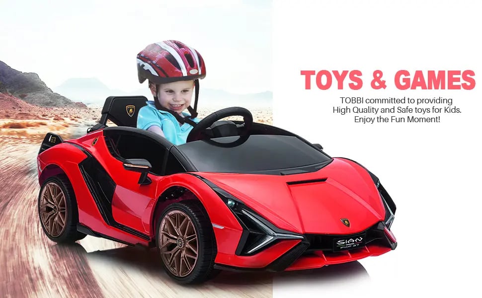 Tobbi 12V Lamborghini Sian Electric Kids Ride On Car with Remote Control, Red 10 3