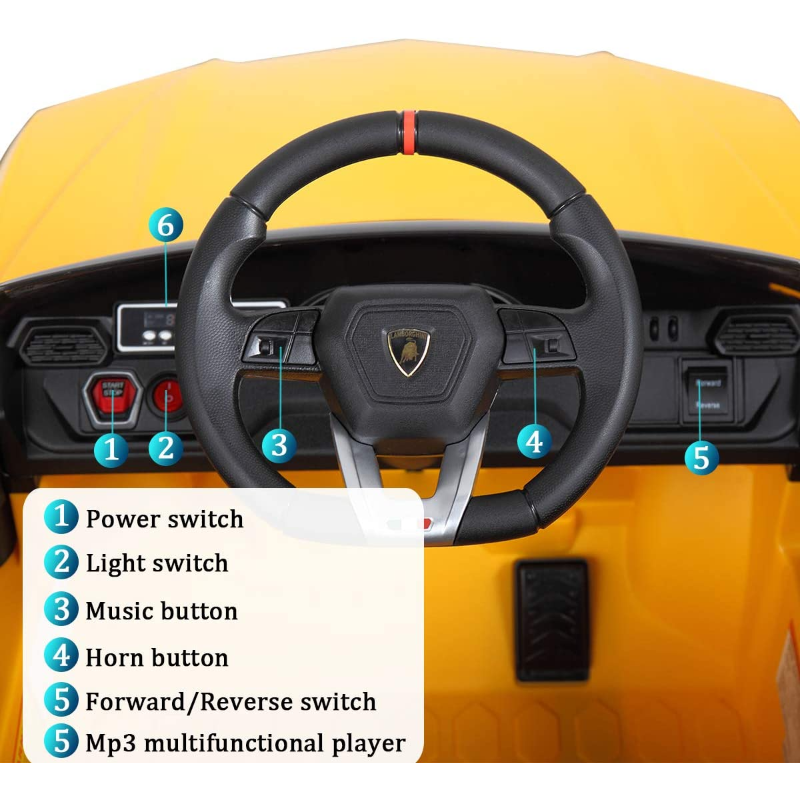 Tobbi 12V Lamborghini Licensed Electric Kids Ride on Car with Remote Control, Yellow 2 2